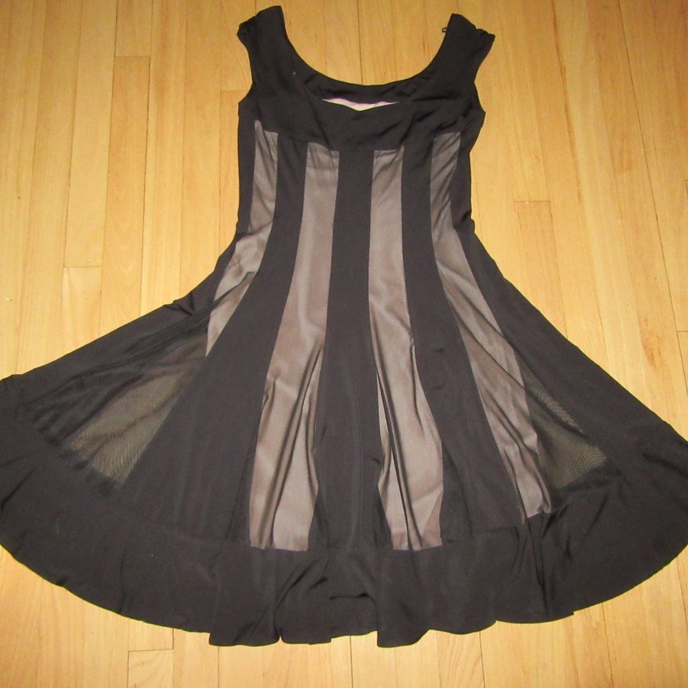 VINTAGE MAGGIE LONDON DRESS/BLACK/SLEEVELESS/STRIPED/SHEER/SIZE 10! - Picture 5 of 5